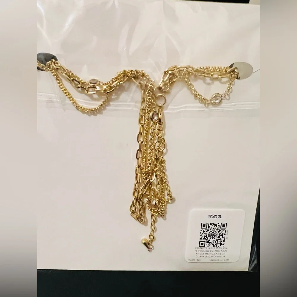 Nice & Bella Gold Layered Necklace with small crystal-tone stones Accents